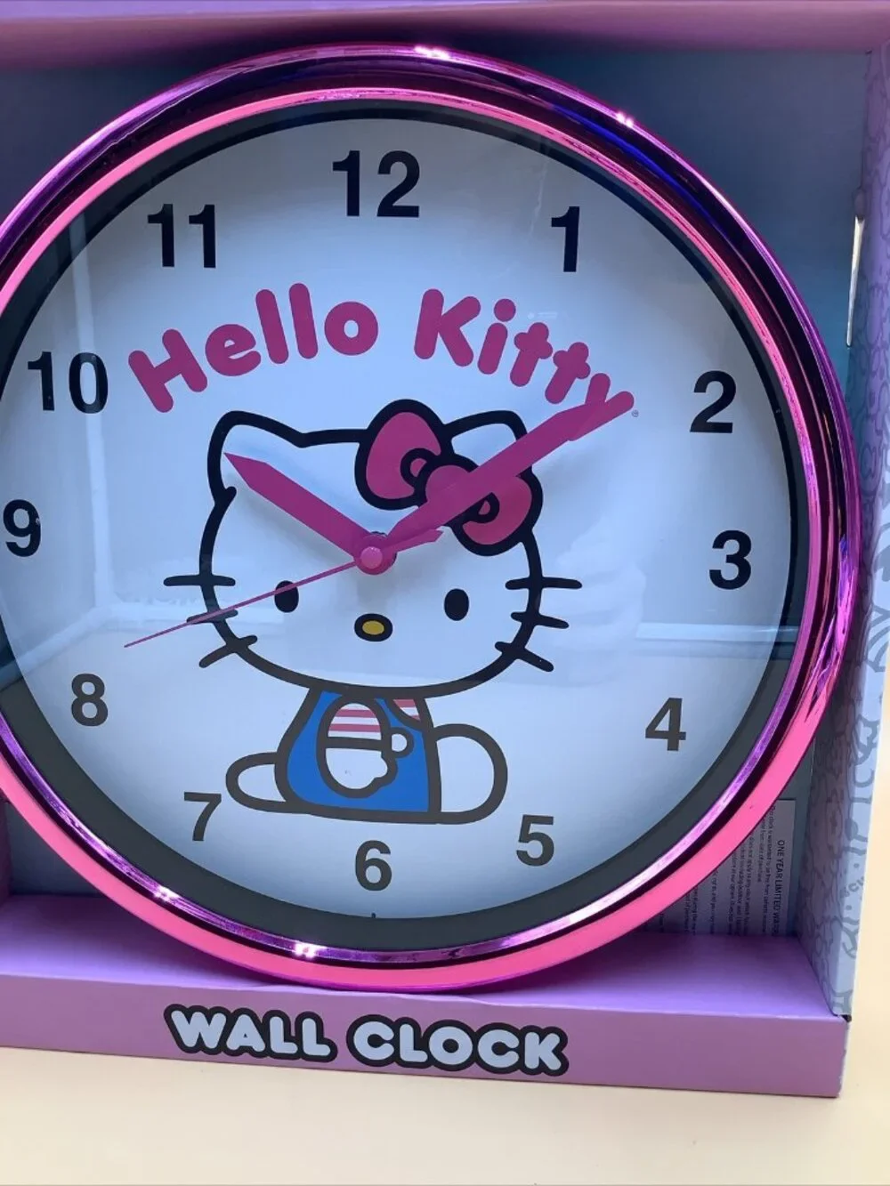 NEW Sanrio Hello Kitty Wall Clock Large Pink Analog Display Approx 12